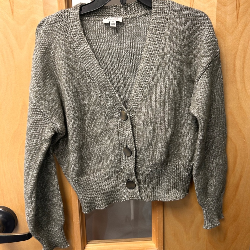 Skinnygirl Heather Green Button-Up Cardigan XS